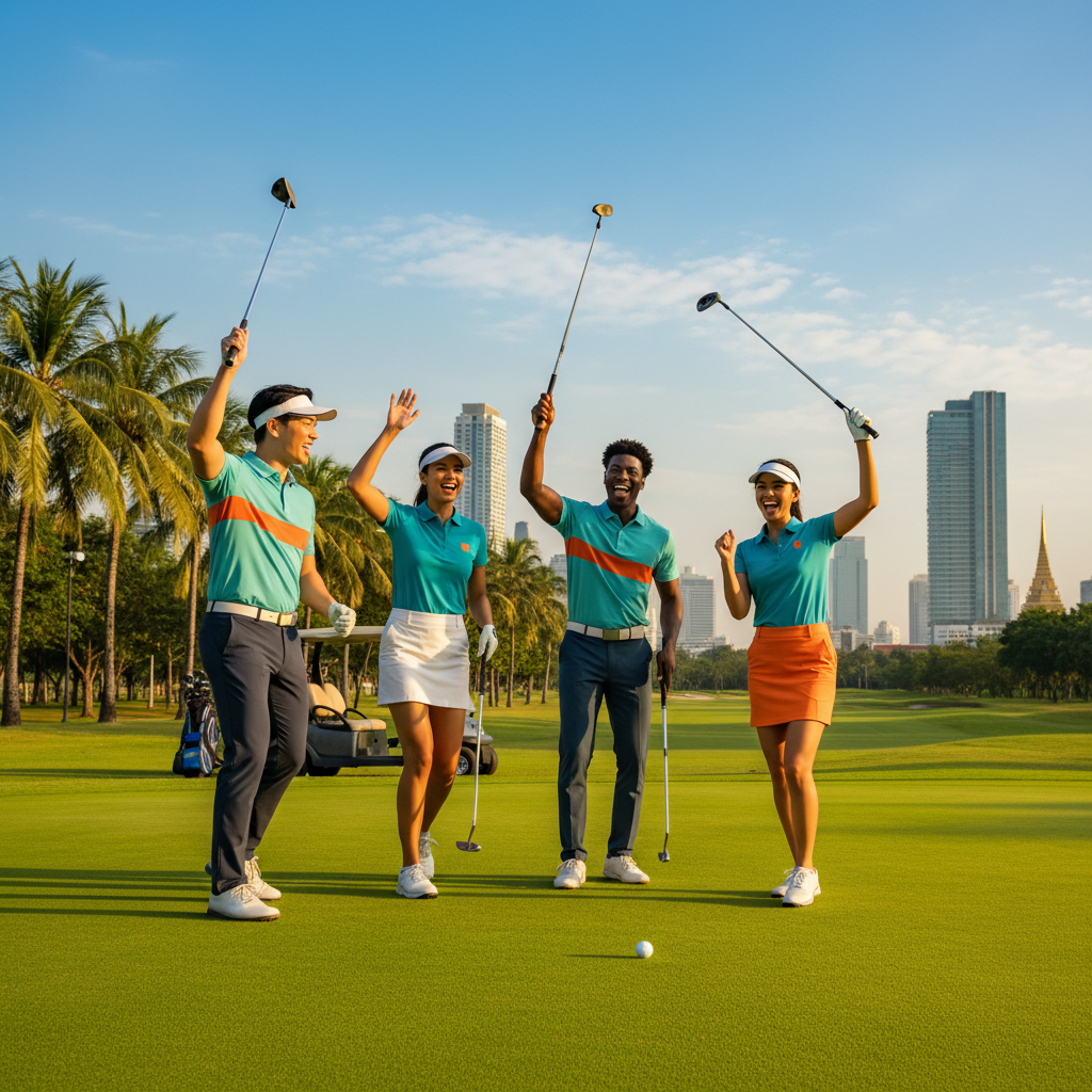 골프 동호회 해외 골프여행, 친구들과 함께 방콕 골프장에서 즐거운 시간을 보내는 모습